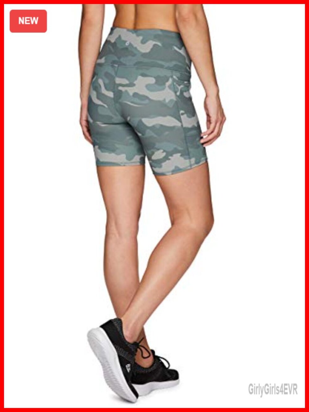 Camo Bike Shorts 7 Inch High Waist Squat Proof Side Pockets Women's Active - Picture 2 of 5